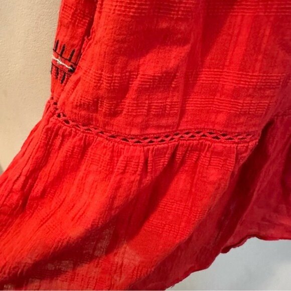 Knox Rose Bonfire Deep V Empire Waist Embroidered Midi Dress Red Size Large - Picture 10 of 14